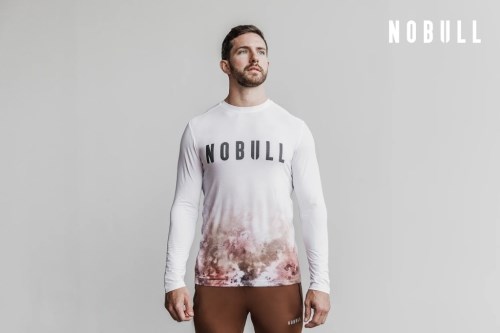 Magliette Maniche Lunghe NOBULL Dip-dye Uomo Bianche 8437CIA